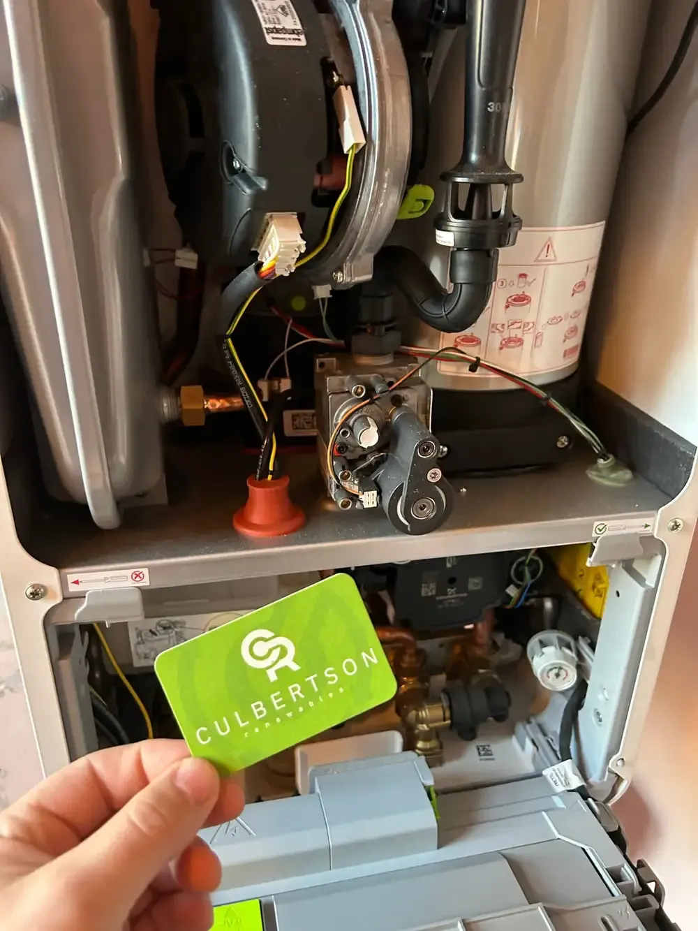 Gas boiler opened up for its annual service
