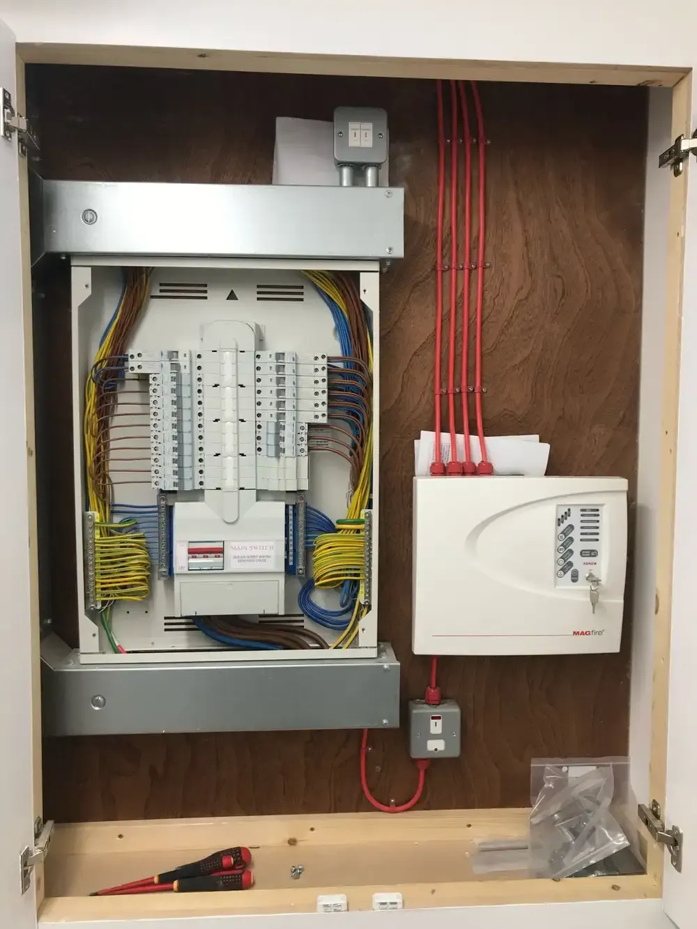 Distribution board installed and labelled by Culbertson Renewables electricians