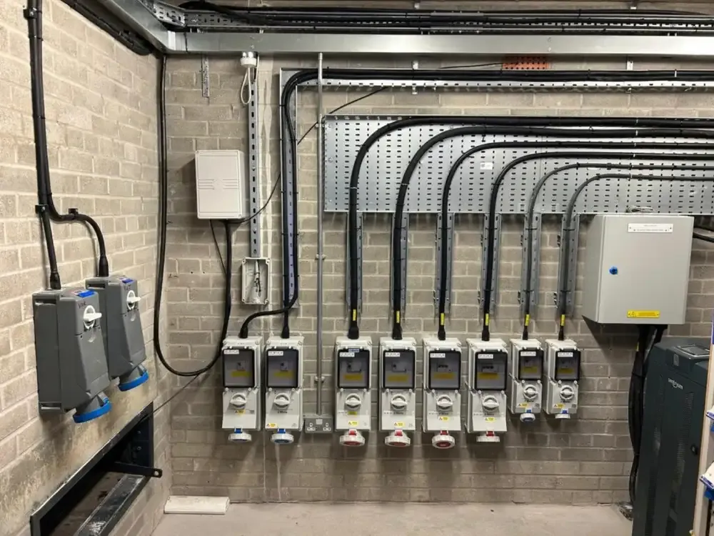 Three-phase distribution and outlets installed for workplace charging