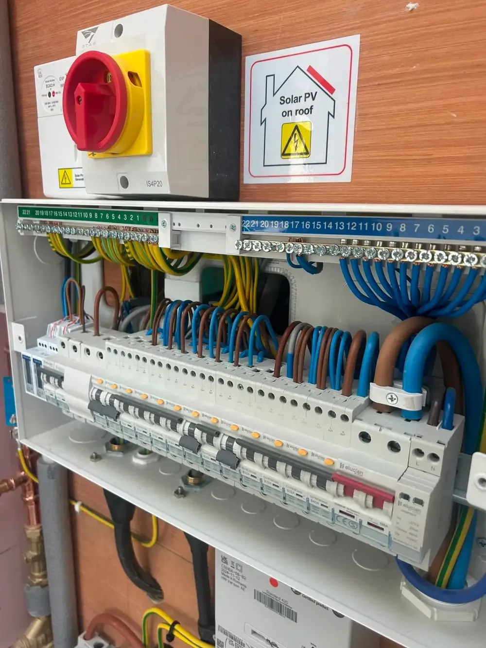 Upgraded consumer unit with isolator ready for an EV charge point