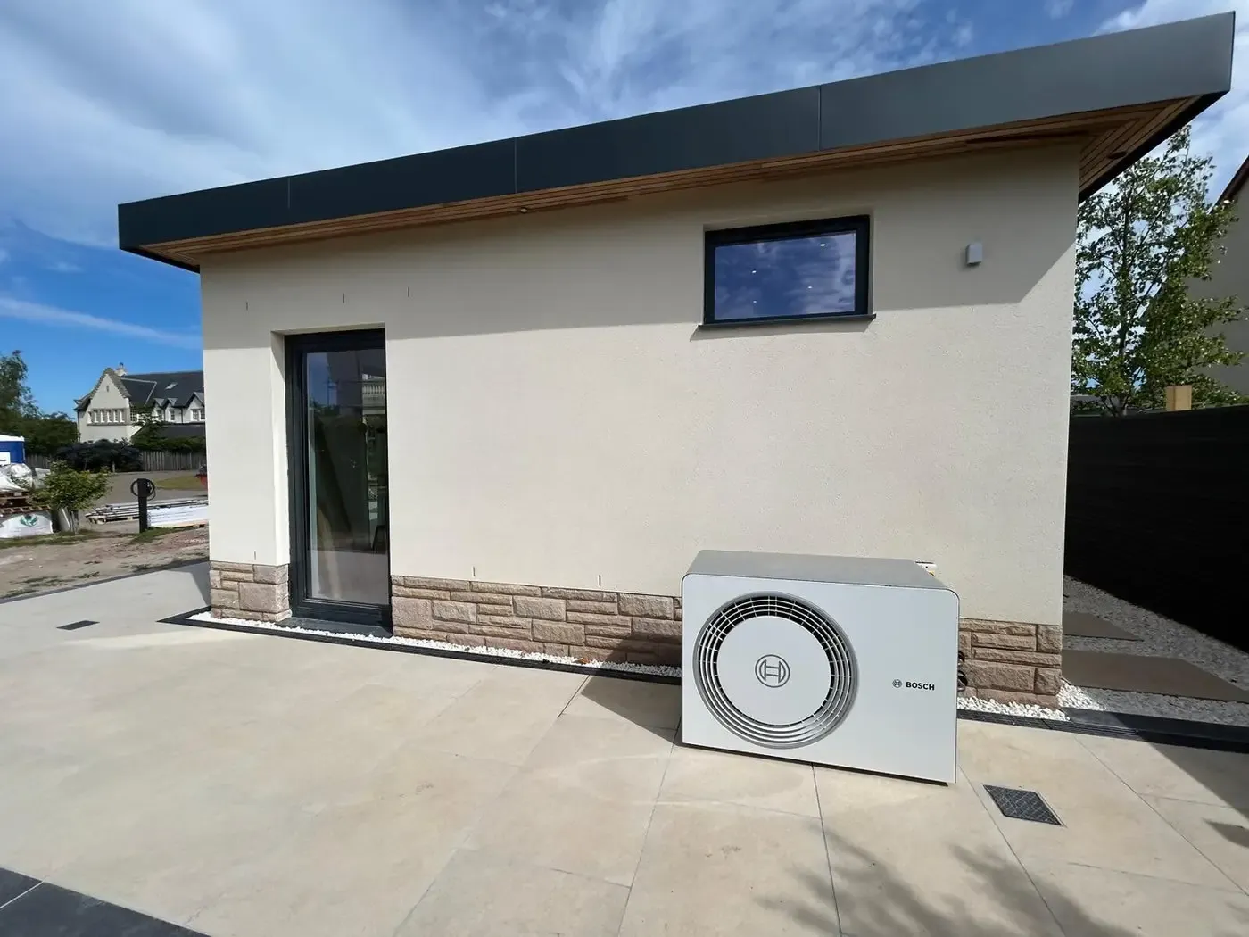 Air source heat pump installed at a property in East Lothian